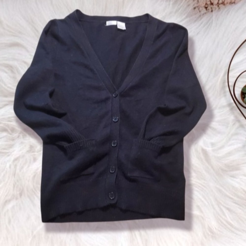 SIBLINGS- Girls Super Soft Black Cardigan with double pockets- M- rare